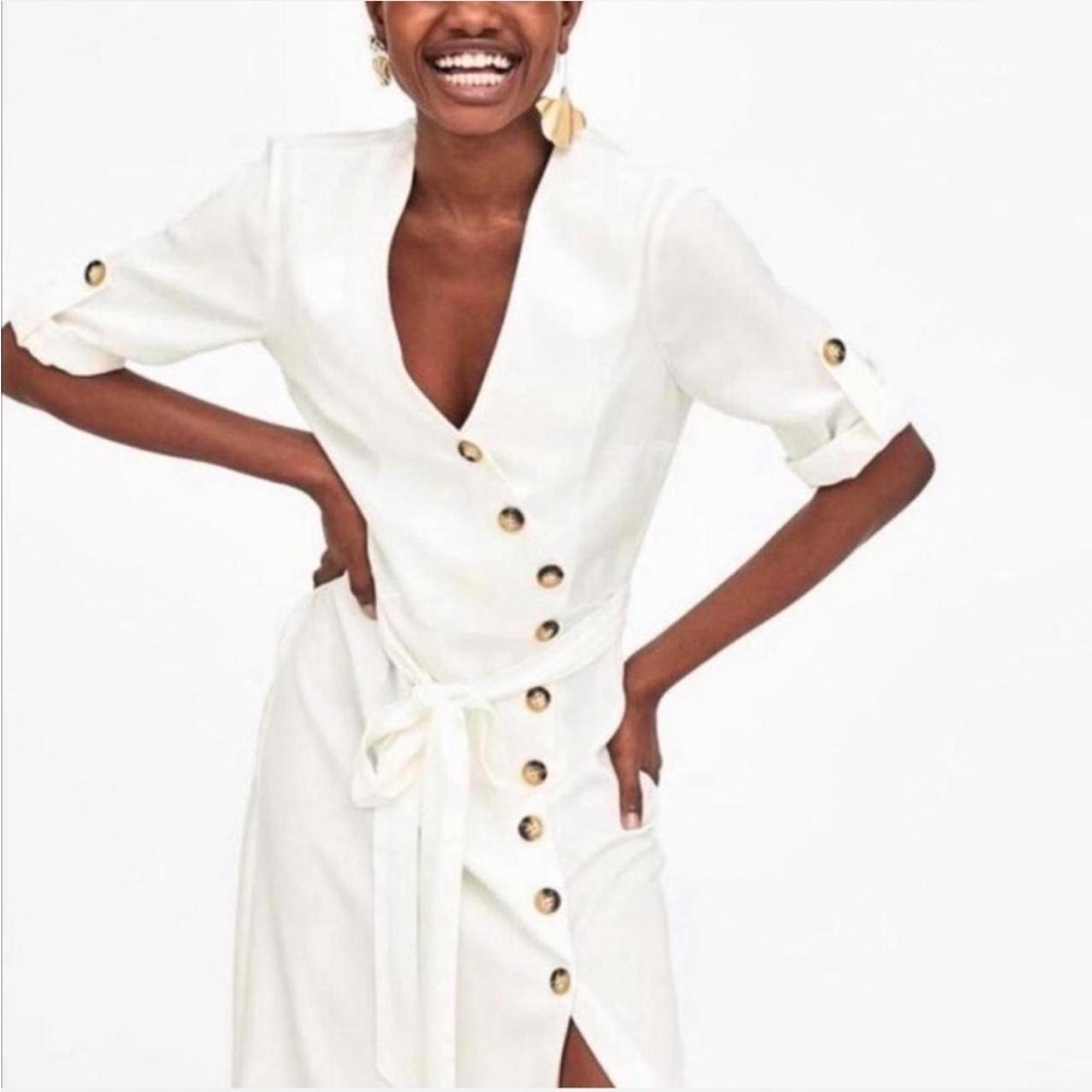 Zara TRF Collection Linen Wrap Dress